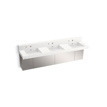 Kohler 90In Wall-Mount Basin Lavatory System With Backsplash In Iconic White 81026-BSS-KEW